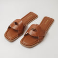 Tan Croco Vegan Flats