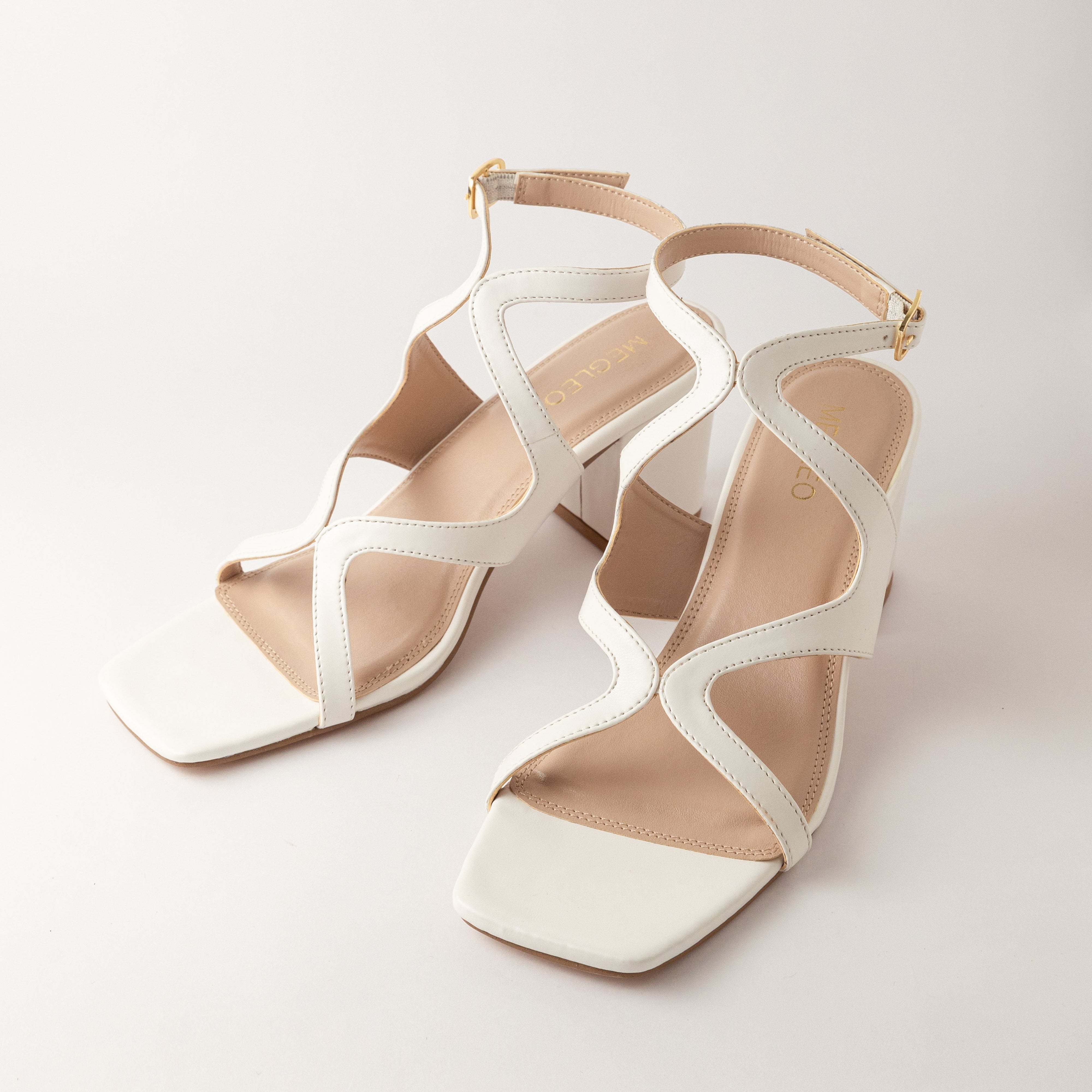 Image of Twisted Block Heels - White