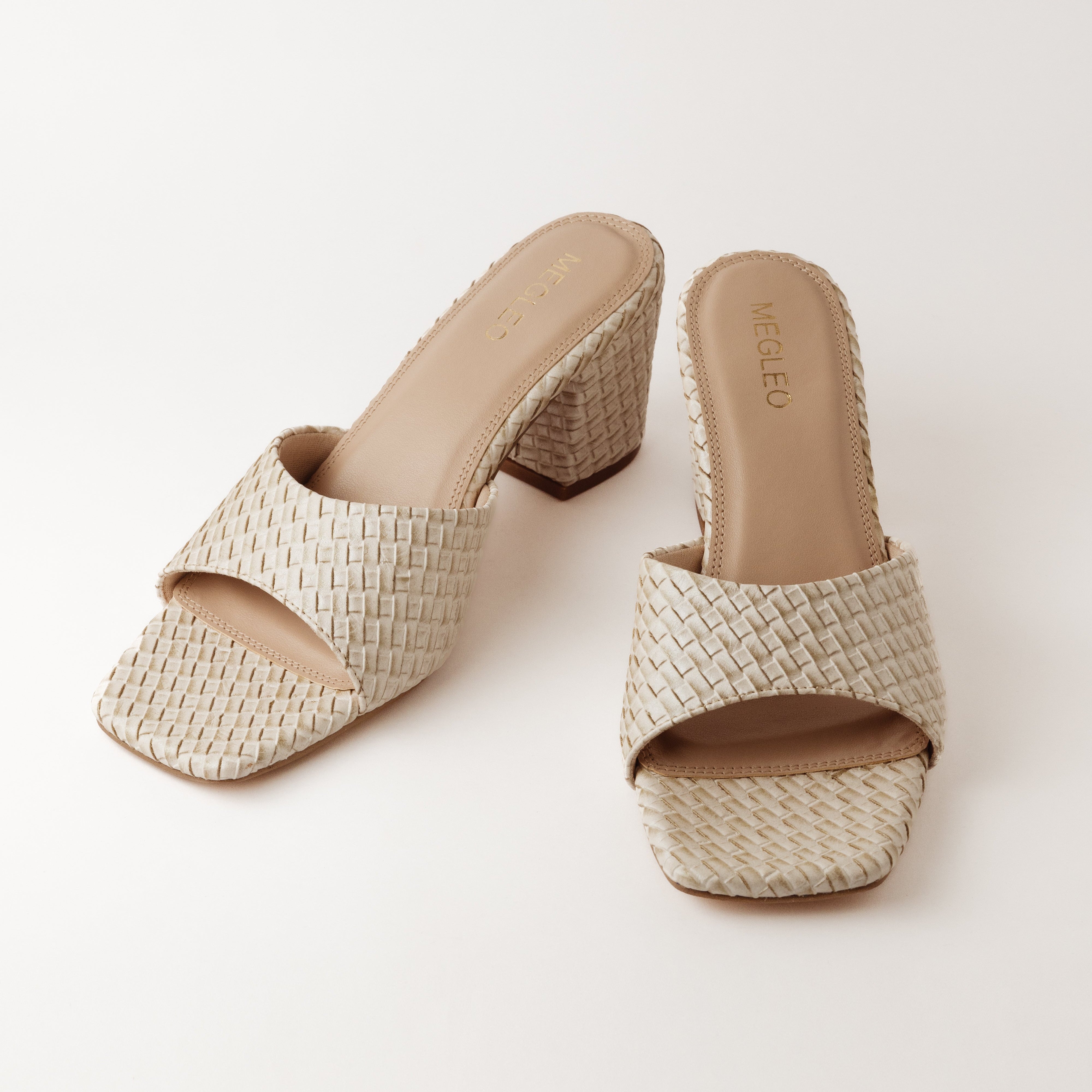 Image of Textured Off-White Block Heels
