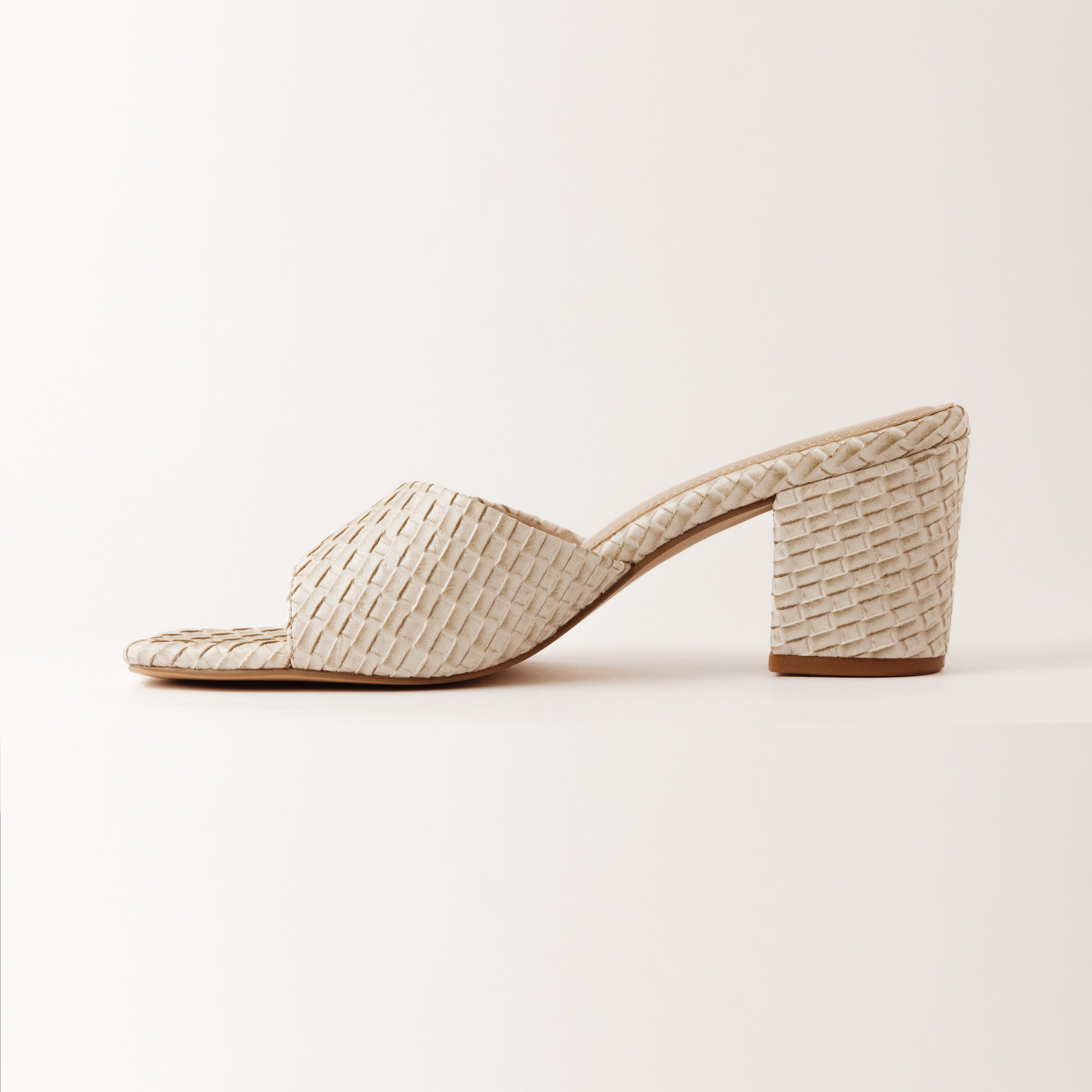 Image of Textured Off-White Block Heels