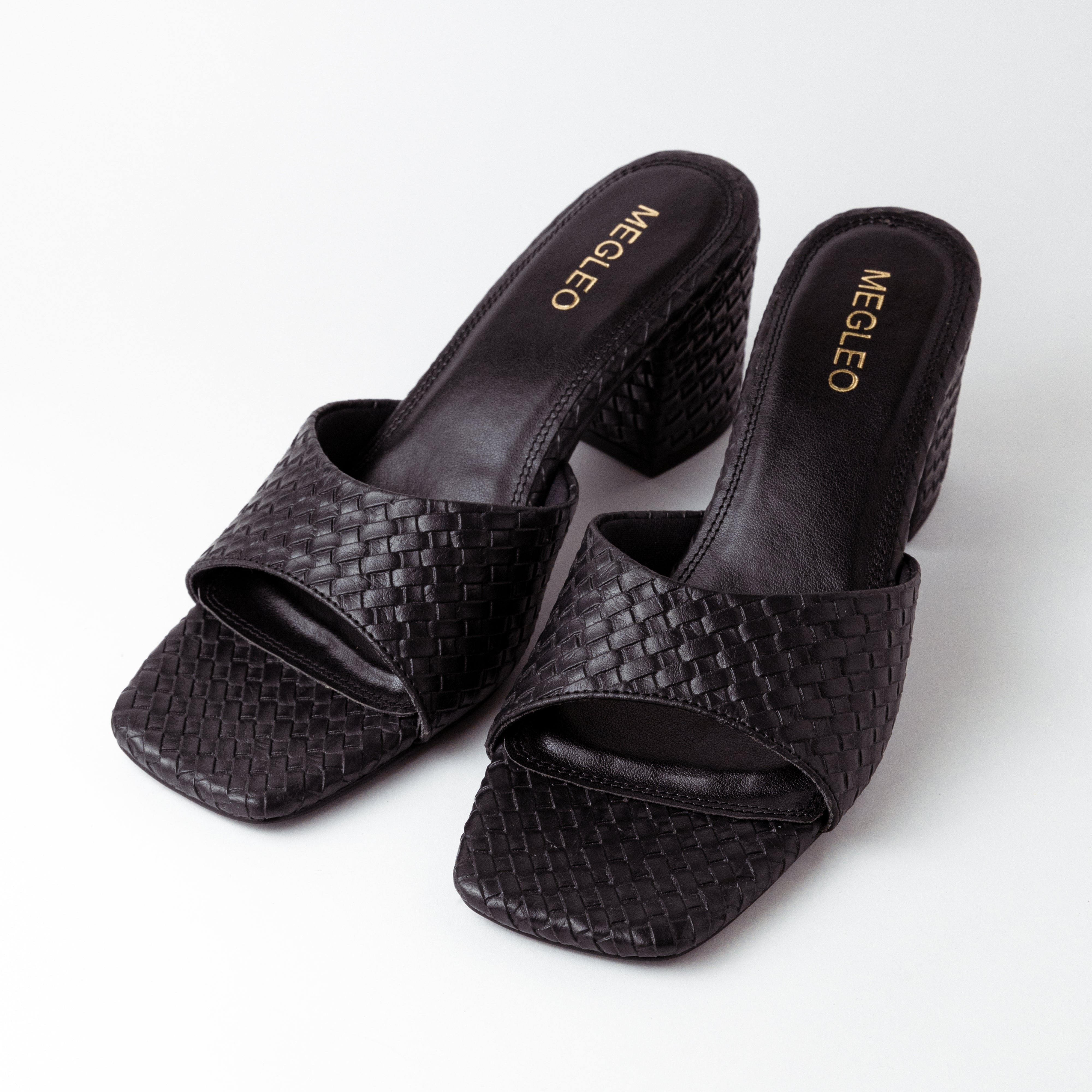 Image of Textured Black Block Heels