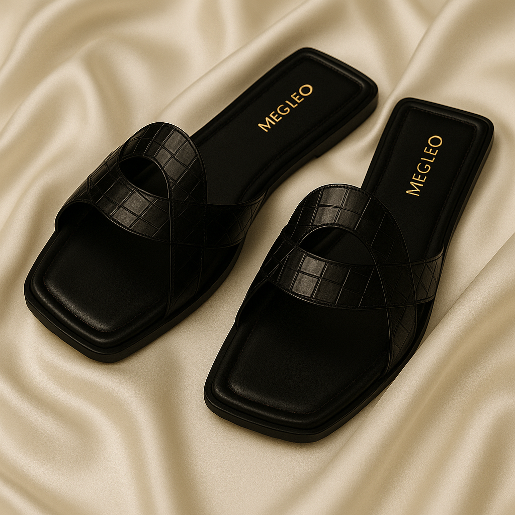 Image of Black Croco Vegan Flats