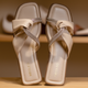 Crystal Vegan Flats -  Cream