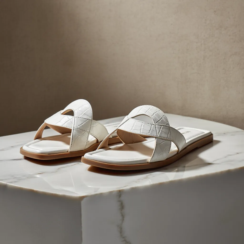 Image of Croco Vegan Flats - White