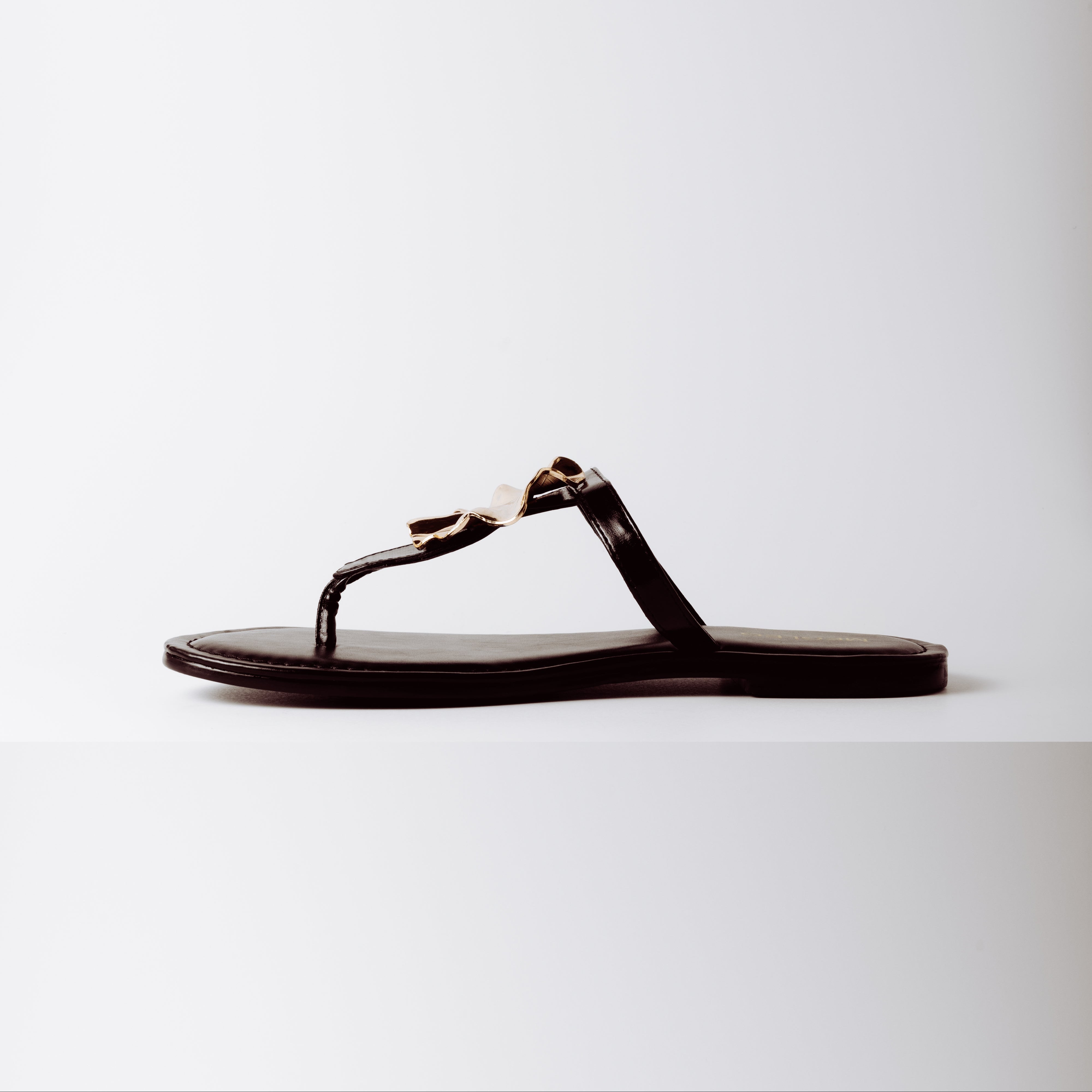 Image of Gold Petal Black Vegan Flats