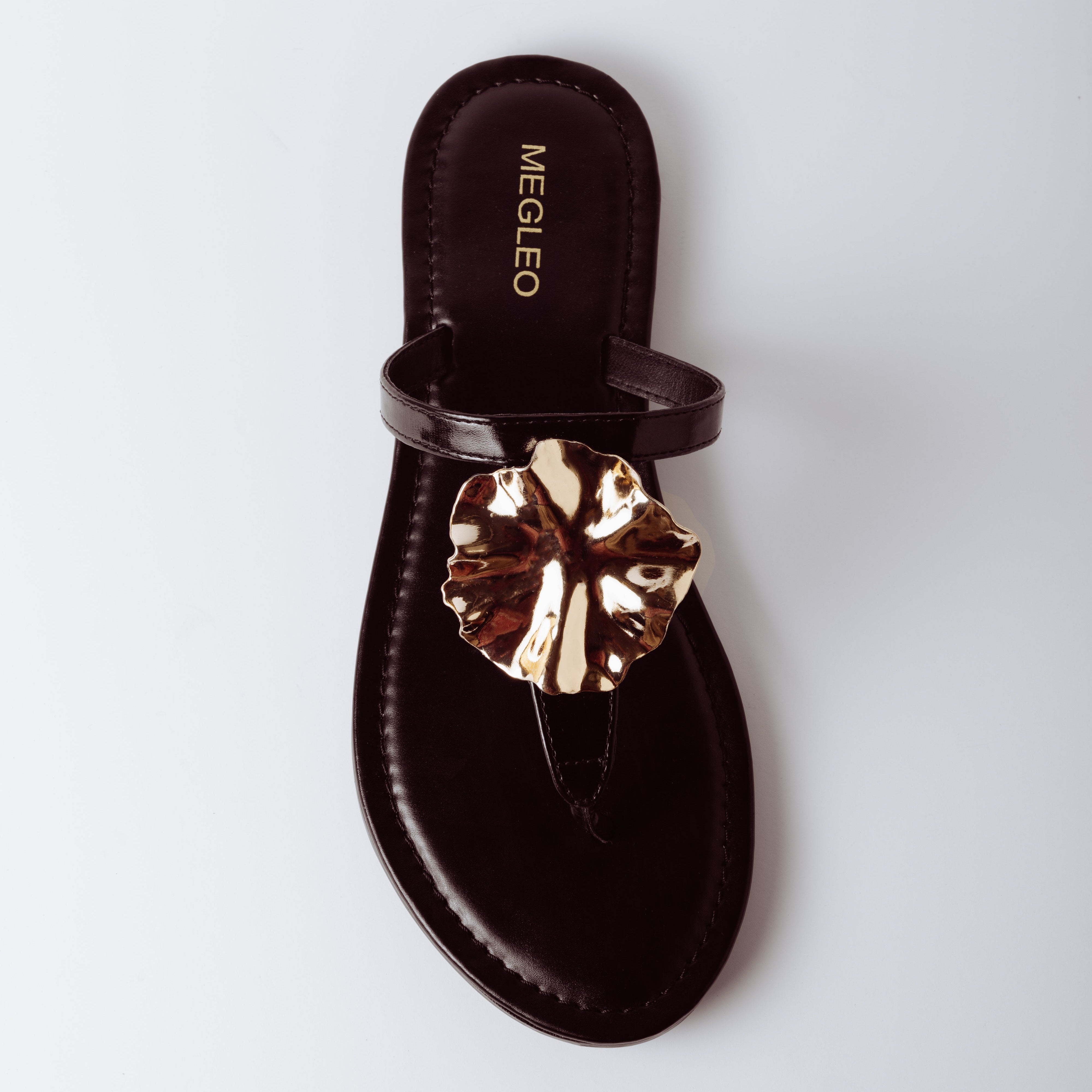 Image of Gold Petal Black Vegan Flats