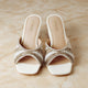 White Handmade Embroidered Strap Heels