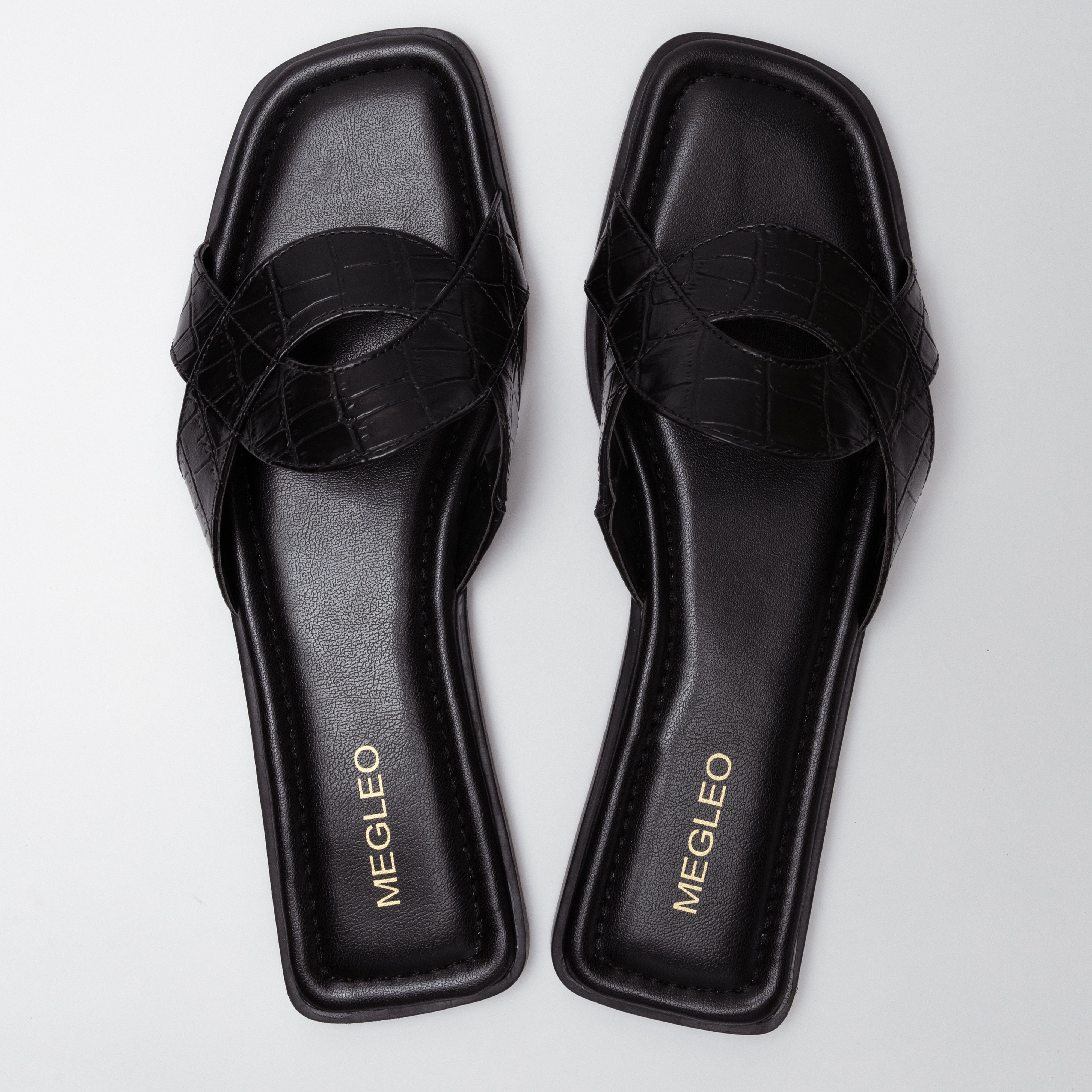 Image of Black Croco Vegan Flats