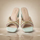 Mint Handmade Embroidered Strap Heels