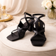 Twisted Block Heels - Black